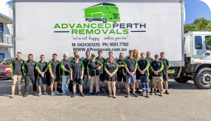 Advanced Perth Removals team in front of a removal truck